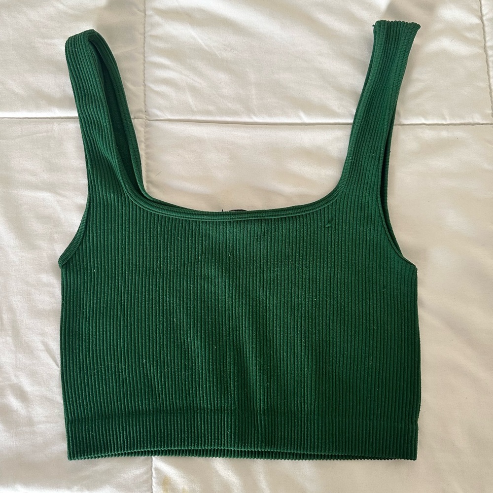 Zara Forest Green Ribbed Tank Top